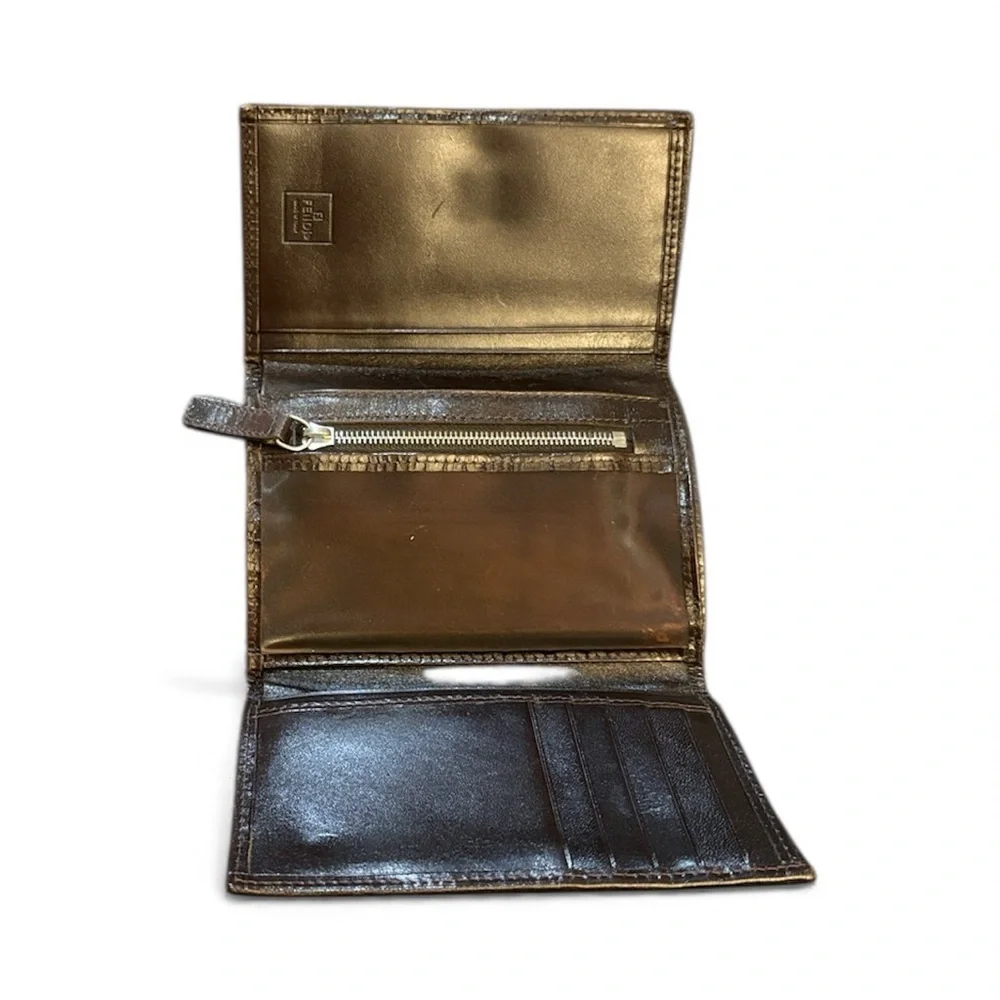 Fendi Logo‎ Canvas Wallet in Brown and Black